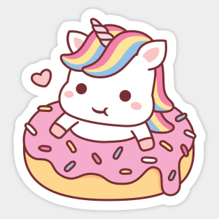 Cute Unicorn Stuck in Doughnut Funny Sticker